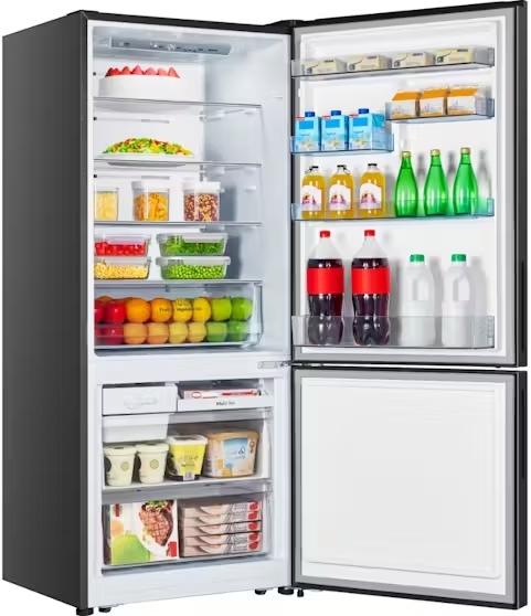 Hrbm418b   hisense 417l 8 star bottom mount fridge black steel %287%29